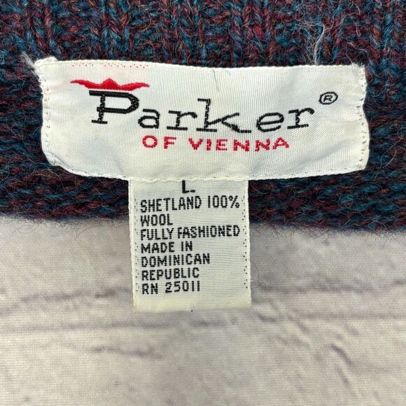 Parker of Vienna Men 100% Shetland Wool Sweater Size Large Argyle C046 -4 - Picture 6 of 14